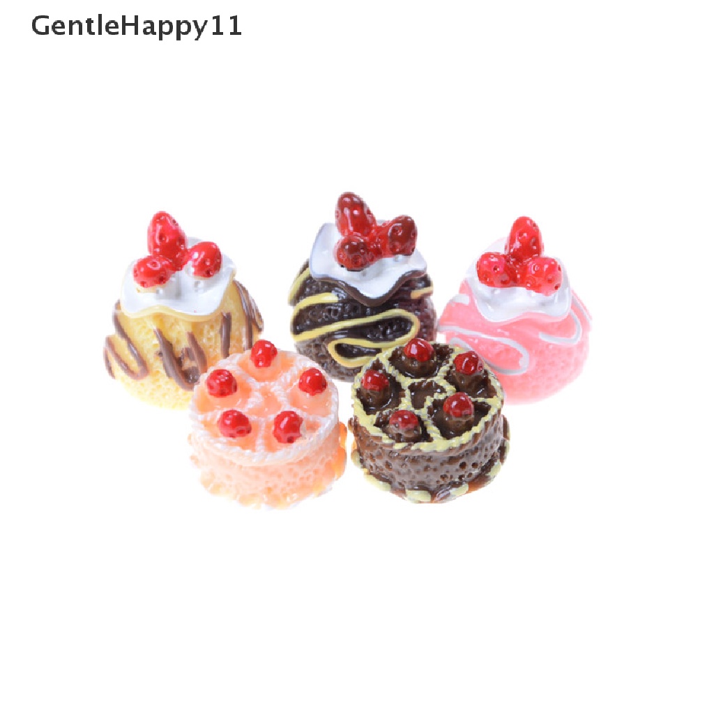 Gentlehappy 5pcs Dessert 3D Resin Cream Kue Miniatur Aksesoris Rumah Boneka id