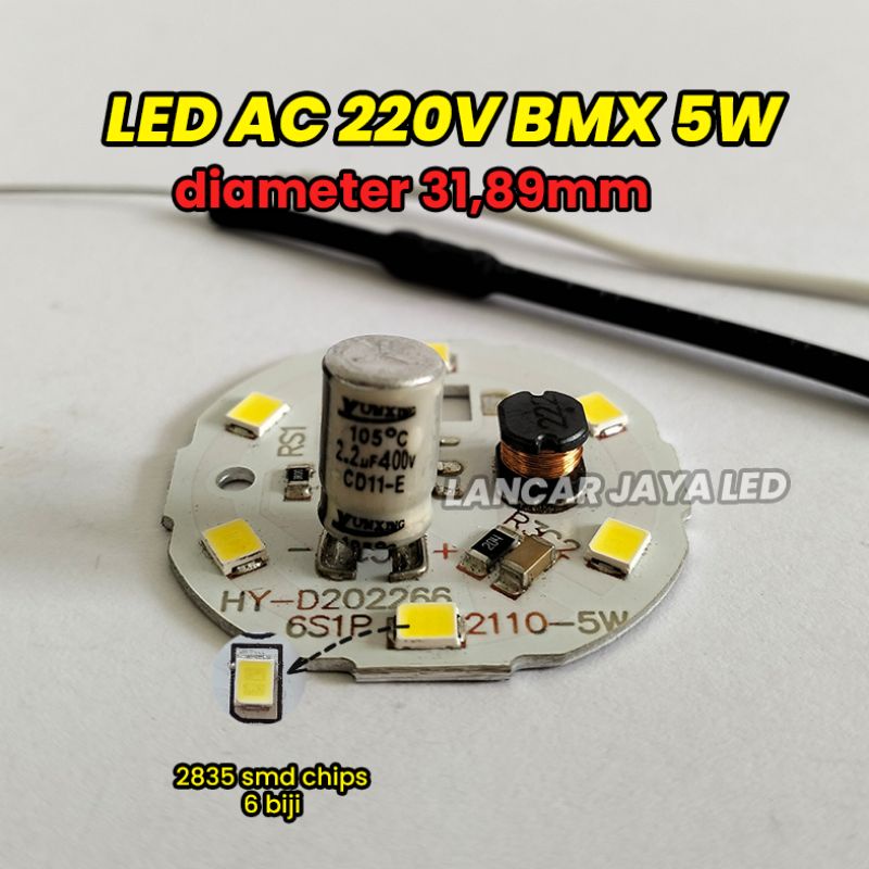 PCB LED AC BMX 5W Sparepart Lampu LED