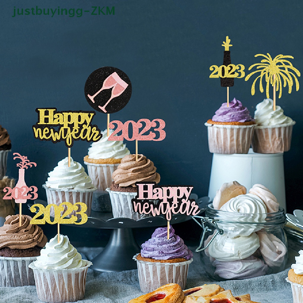 4 Pcs Tusuk Gigi Cupcake Desain RICO Untuk Dekorasi Pesta Tahun Baru 2023