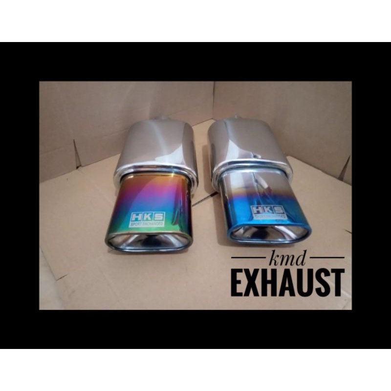 HKS KOTAK KNALPOT MOBIL RACING BIRU PELANGI EXHAUST MUFFLER