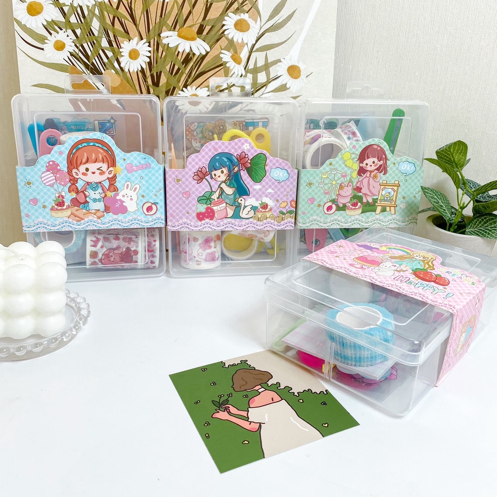 

Paket Stiker Hardbox ZKP-US170 / 1 Pack Mini Journal Deco Sticker Packing Hardbox ZKP-US170 Paket Finger Protector Gunting Sticky Notes Momo Stiker Travel Set Transparan