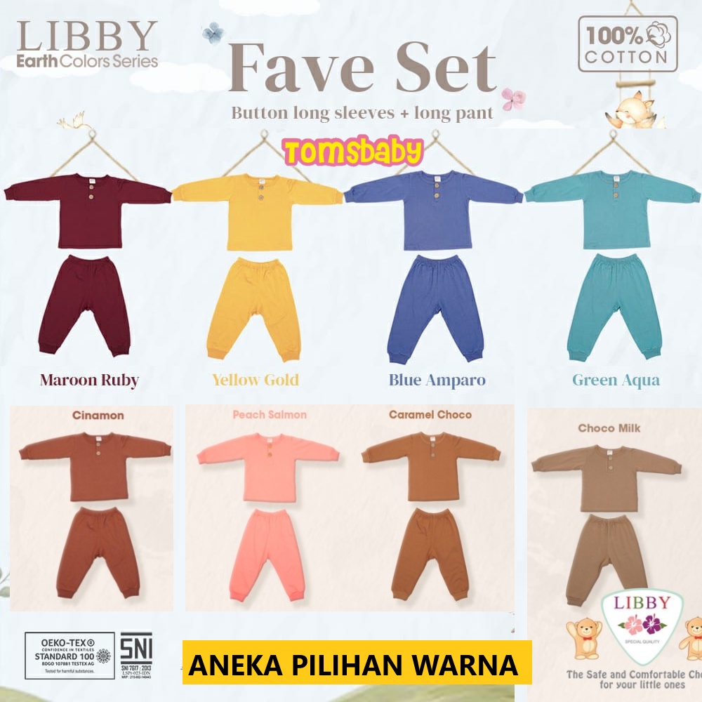 [9bln-4thn] LIBBY FAVE SET Earth Series Stelan Oblong Panjang + Celana Panjang Warna Polos FAVE SET