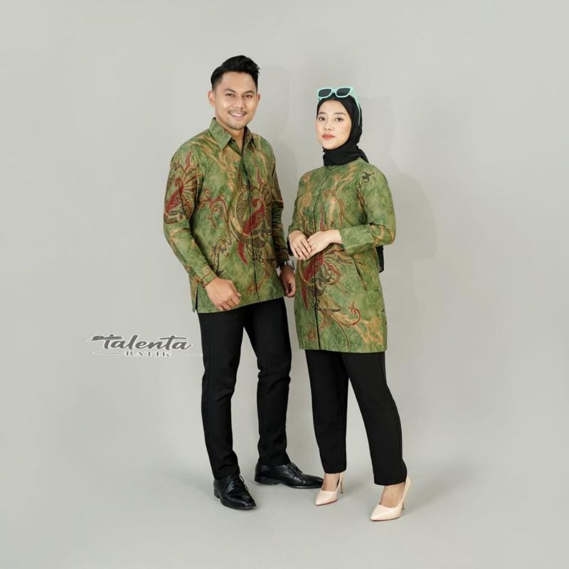 Batik couple terbaru warna ijo talam bahan katun baturaden premium