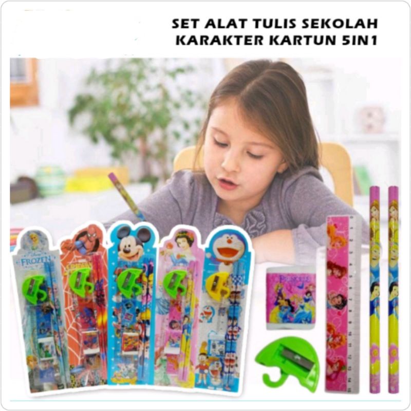

Set alat tulis karakter 5in1 / Stationery set karakter 5in1 / Paket alat tulis 5in1 karakter