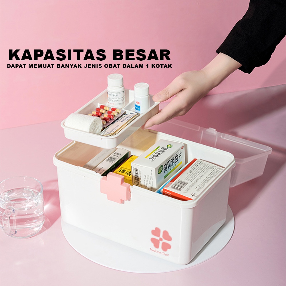 Kotak Obat Tempat Penyimpanan P3K First Aid Medicine Box Organizer - KO004S