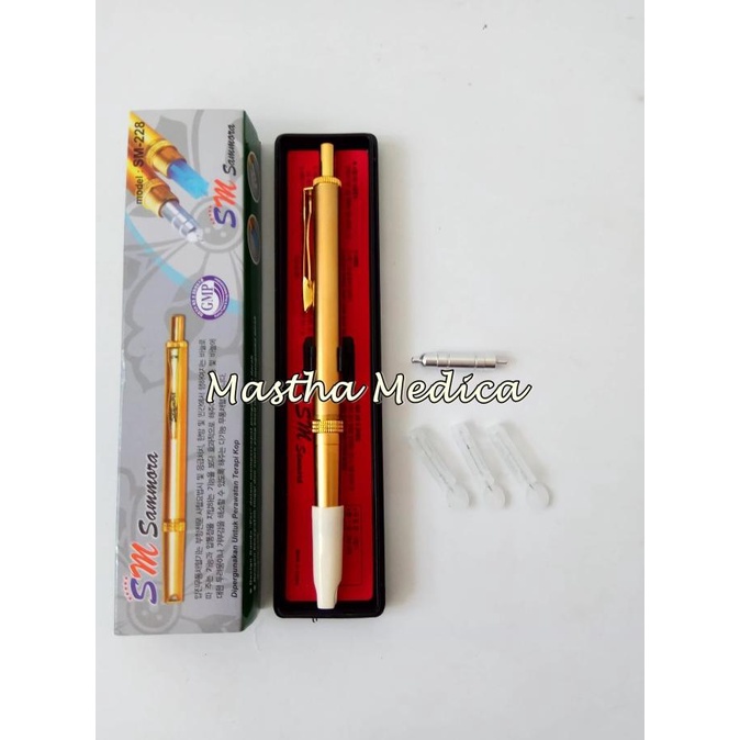 Pen Bekam SAMORA silver gold / Pena jarum lancet SAMORA