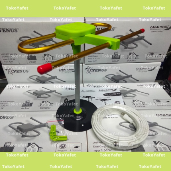 Antena TV Digital Indoor Outdoor VENUS Cabe Rawit 2 dua Output Diskon