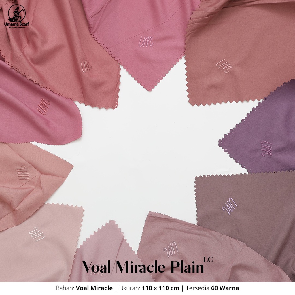 [PILIH WARNA] Umama Hijab Segi Empat Miracle Plain Polos Bordir Timbul Logo