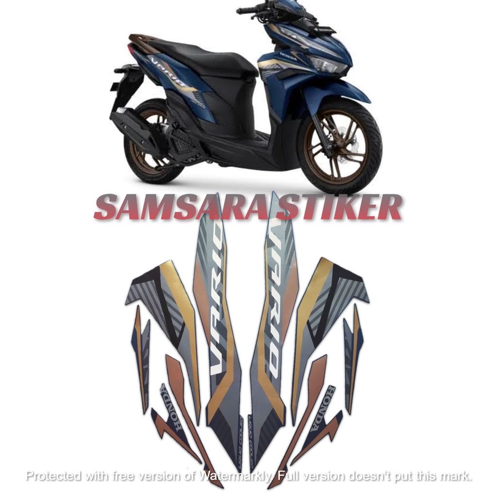 STICKER STRIPING MOTOR HONDA VARIO 125 2022 CBS ISS BIRU DOFF FULL SET