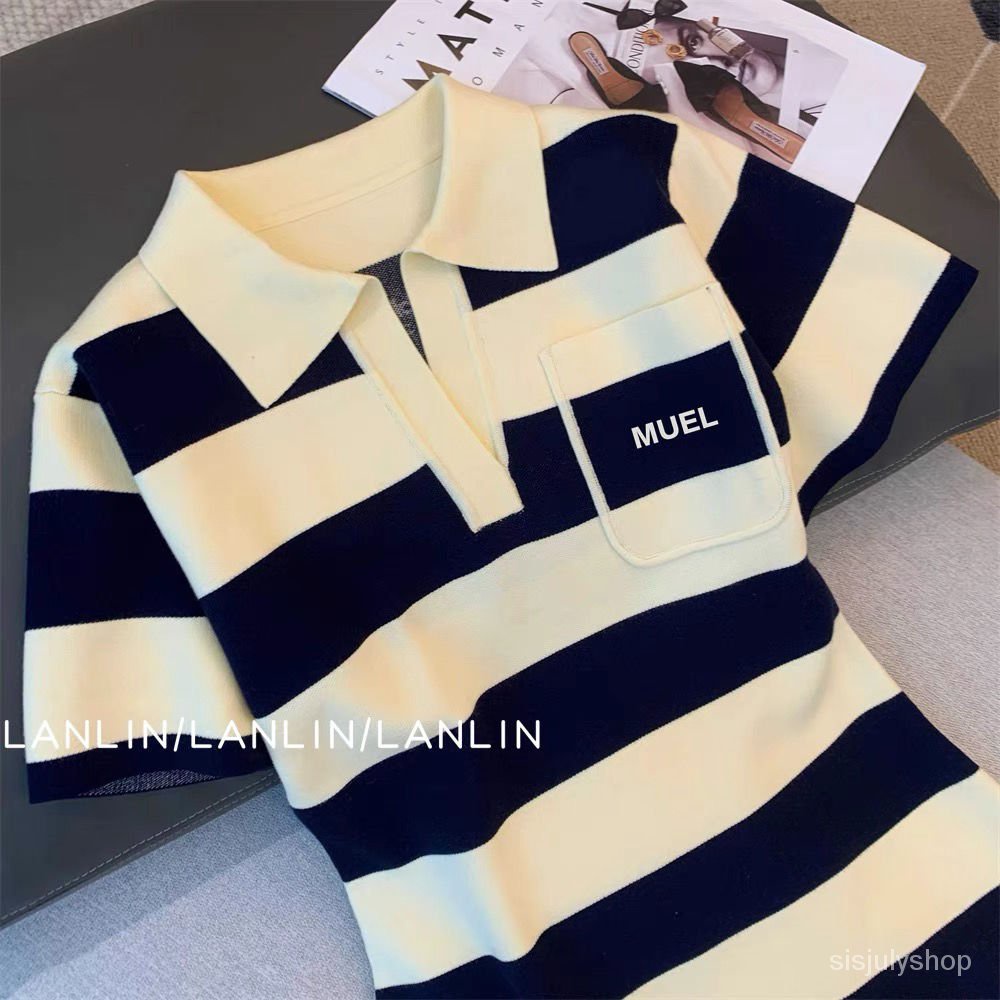 #Sisjuly# Gaun polo wanita musim panas baru Prancis retro niche rok pelangsing pinggang