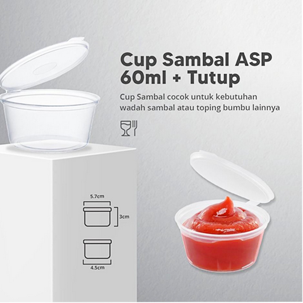 ( ISI 50 PCS ) Mika Cup Sambal 60 ML / Mika Cup Sambal / Cup Mika Sambal Saos