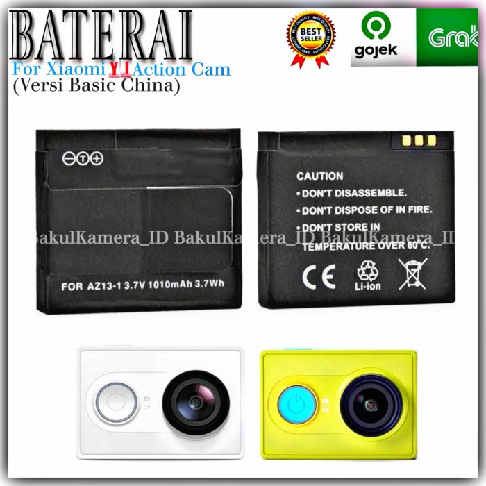 Baterai Xiaomi Yi Action Cam AZ13-1 1010 Mah Battery Yi cam China