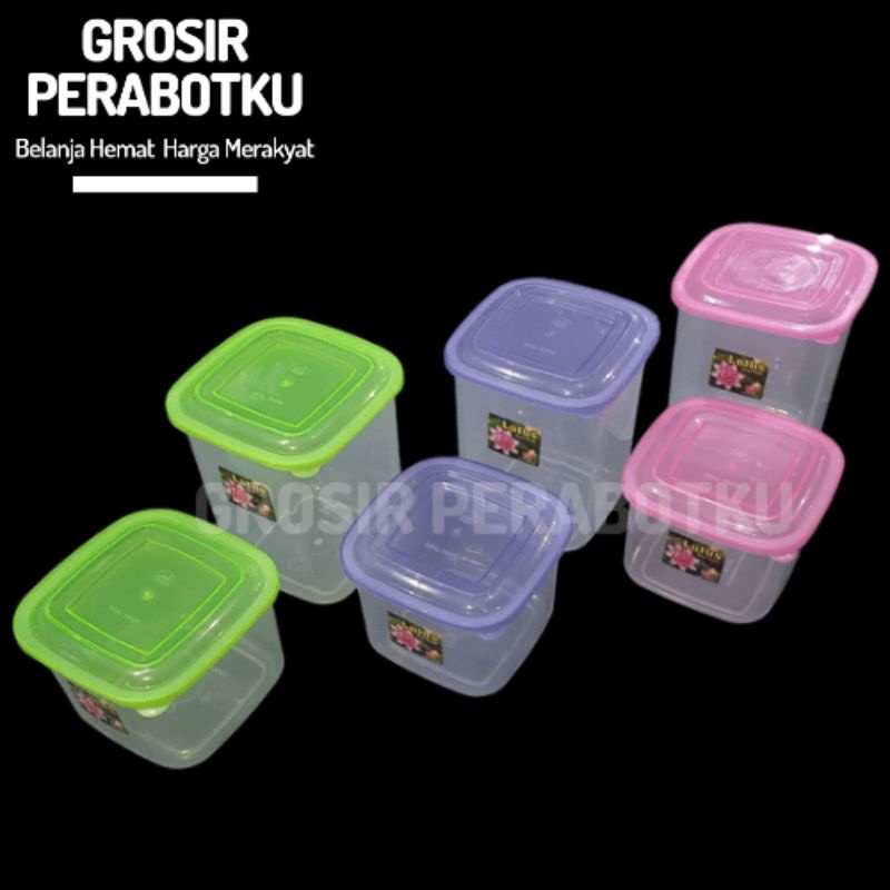 Toples Bumbu Plastik Kotak 800ml 500ml Sealware Lotus Segi Warna