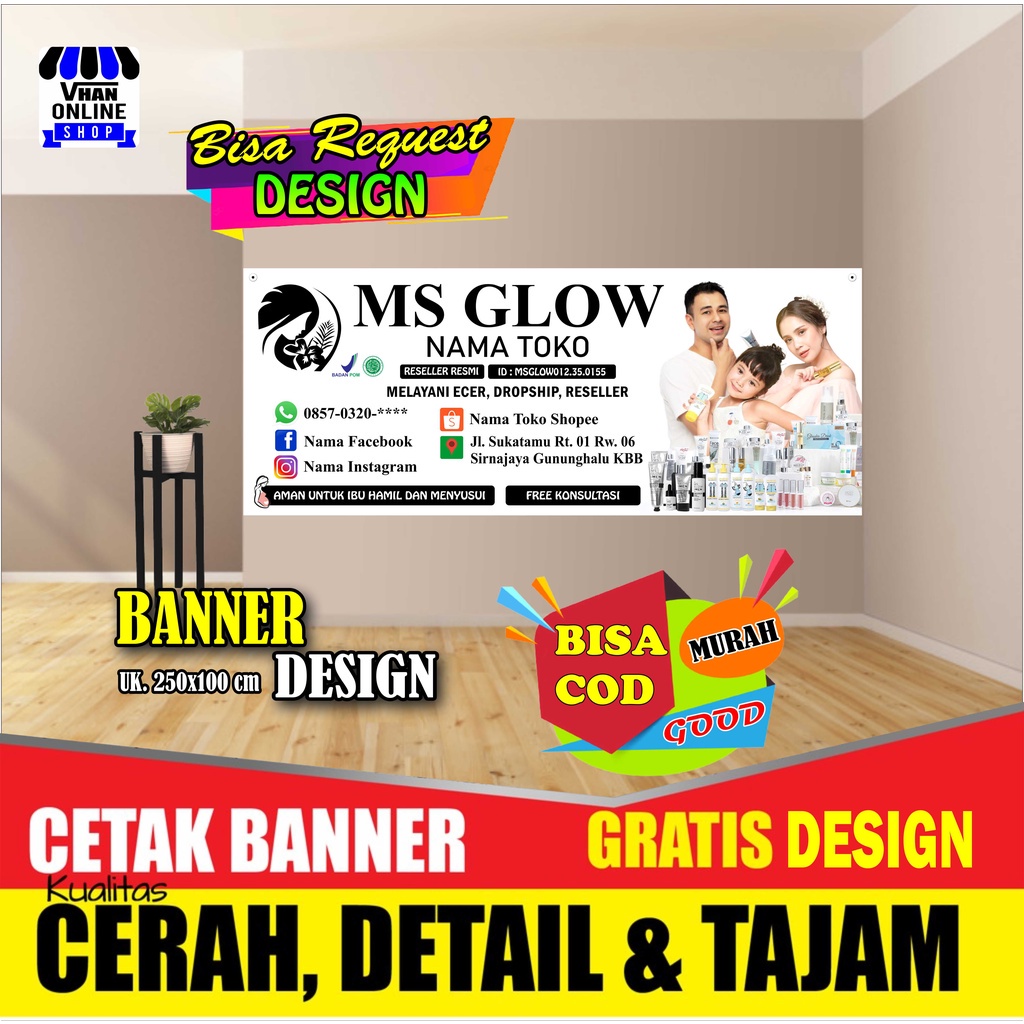 Spanduk Banner Backdrop Jual Ms Glow, Ms Glow For Men, Ms Kids Keren