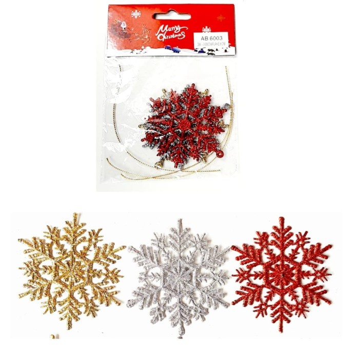 

Snowflake Natal Isi 3 Hiasan Pohon Natal Murah Dekorasi Christmas Gold - 8cm 3pcs AB6003