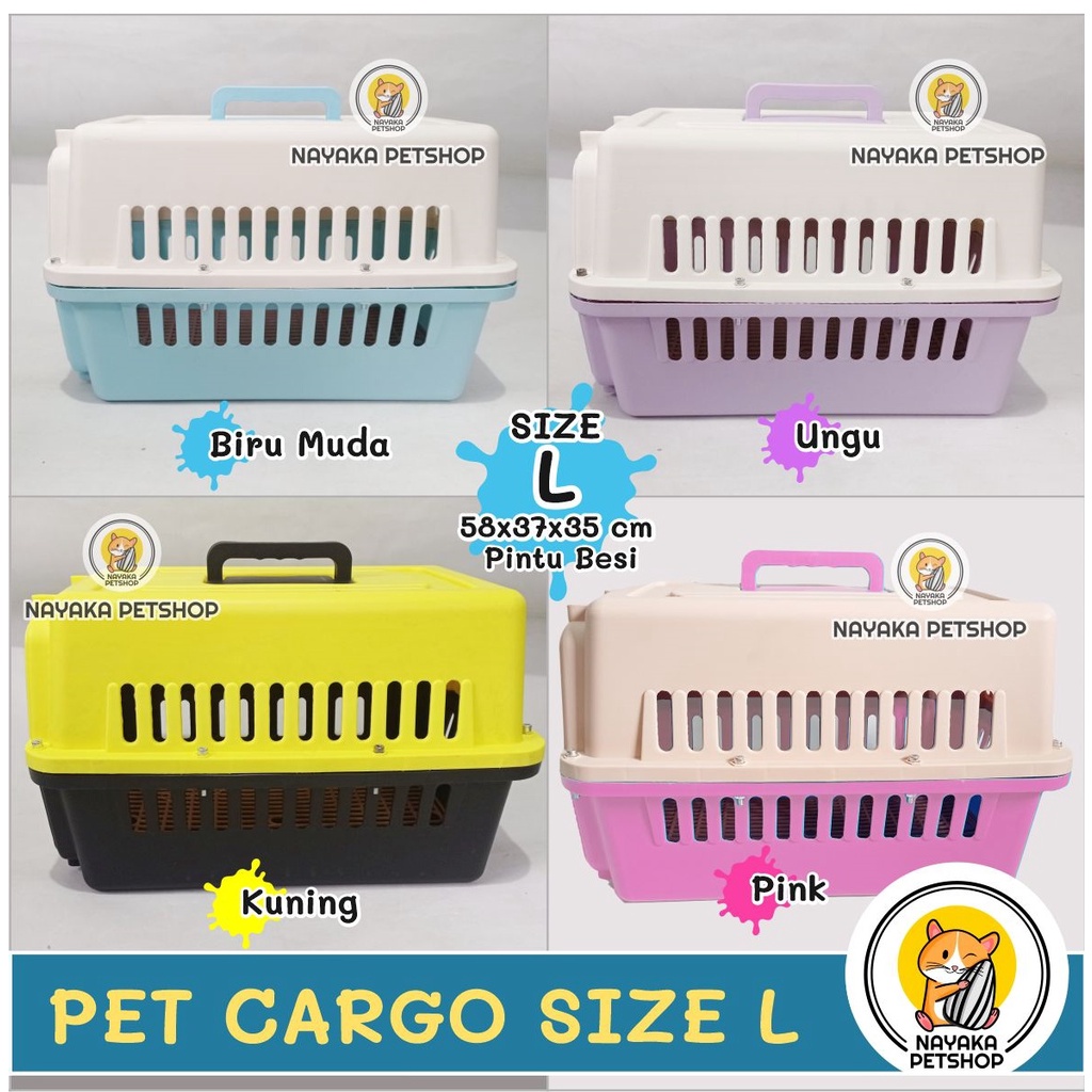 Size L Pintu Besi Pet Cargo Besar Pet Carrier Kucing Travel Jumbo Kandila Musang