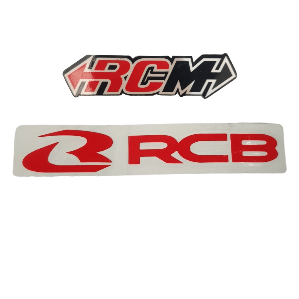 STIKER STICKER LOGO EMBLEM RCB RACINGBOY RACING BOY BLOCK BLOK WARNA PUTIH TULISAN WARNA MERAH ORI ORIGINAL RCBB RACING ASLI