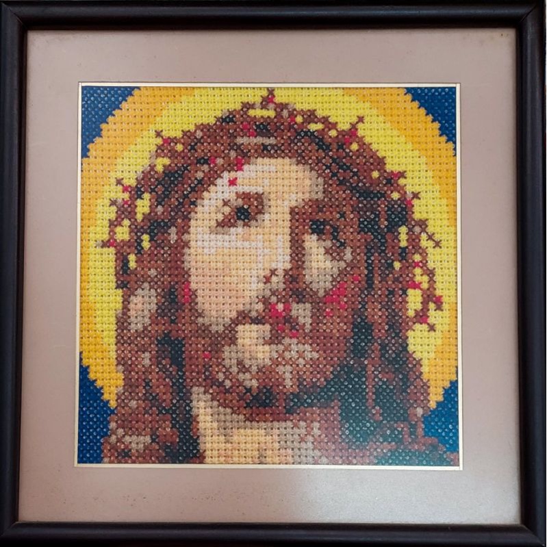Cross-stitch Tuhan Yesus (frame pigura sudah termasuk)