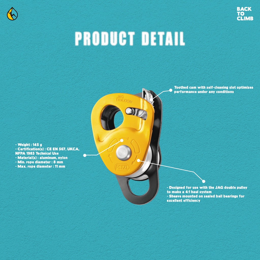 PETZL Jag Traxion Progress Capture Pulley Safety Equipment rope access