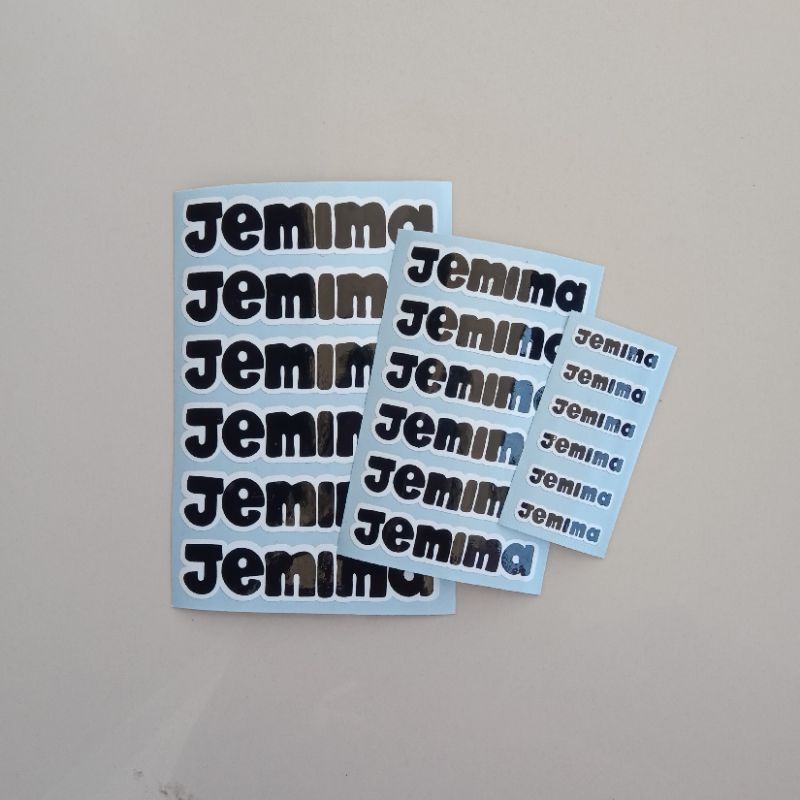 

Stiker Nama WaterProof warna Hitam