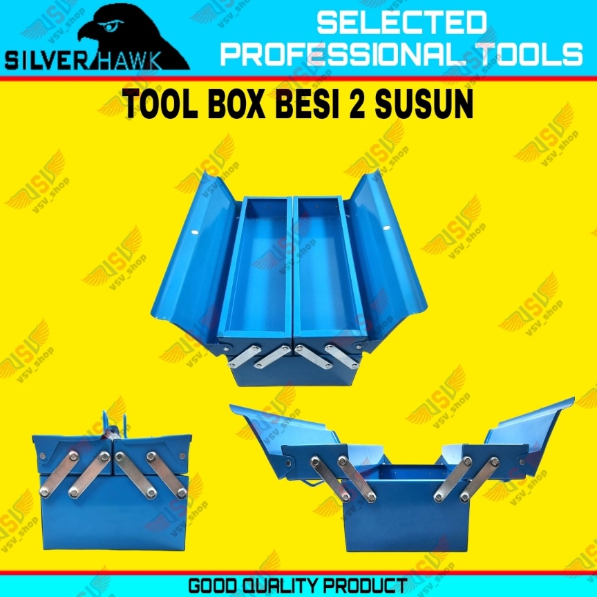 SILVERHAWK Tool Box Besi 2 Susun Kotak Perkakas 3Tray Kotak Alat