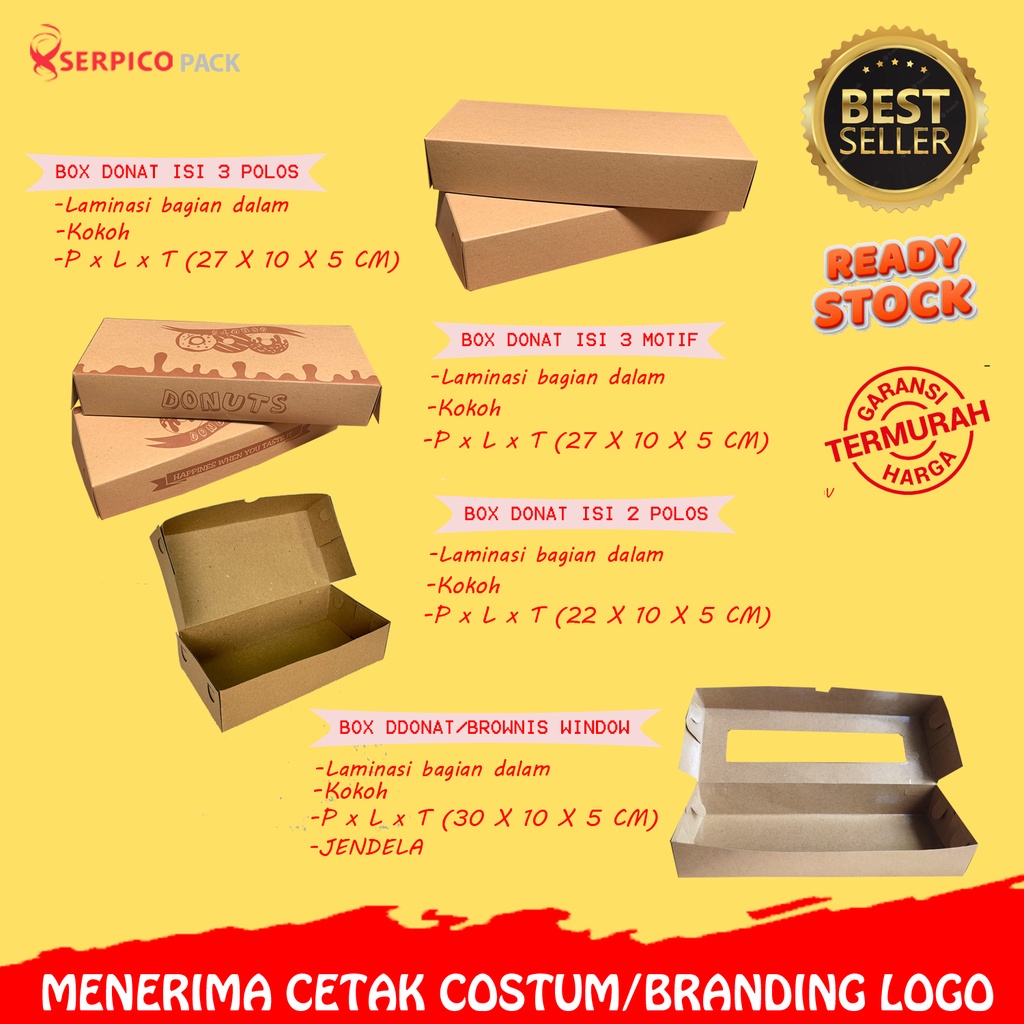 

Box Donat Isi 3 full tutup/Kemasan Donat isi 3/Dus Donat Isi 3 Ukuran (27x10x5cm)