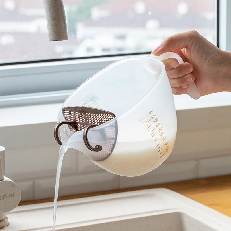 Gelas Ukur Kapasitas 1L Dengan Skala Untuk Mencuci Beras / Buah / Kacang