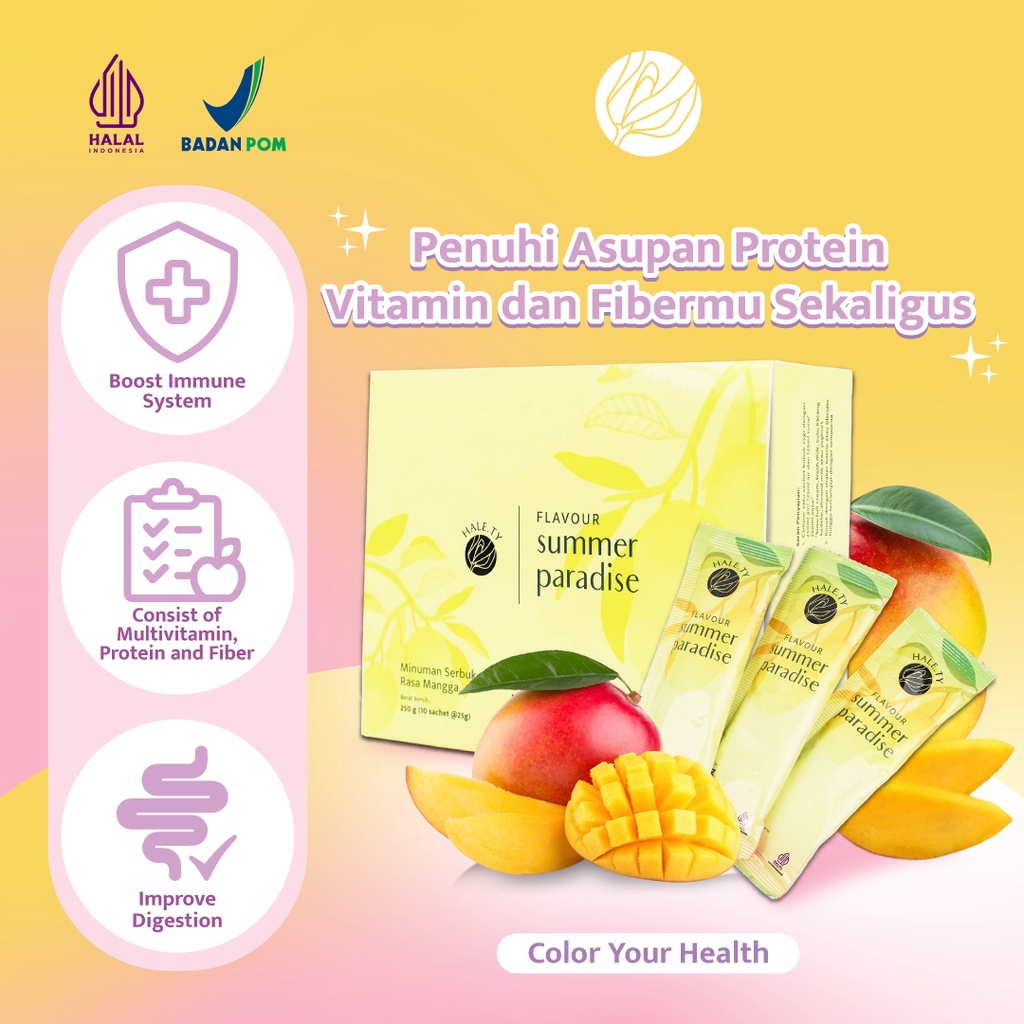 

Summer Paradise Superfood Rasa Mangga (Fiber drink / Vitamin Drink / Minuman bernutrisi) - 1 box 250gr 10 sachets