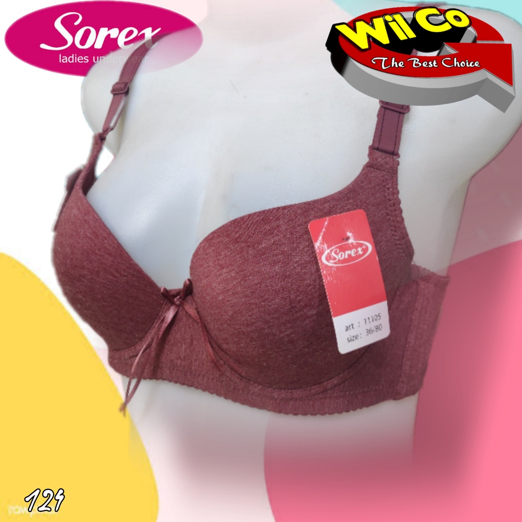 K124 - BRA/BH WANITA SOREX MELANGE BUSA TIPIS ADA KAWAT TIGA PENGAIT CUB B SIZE 34 - 40