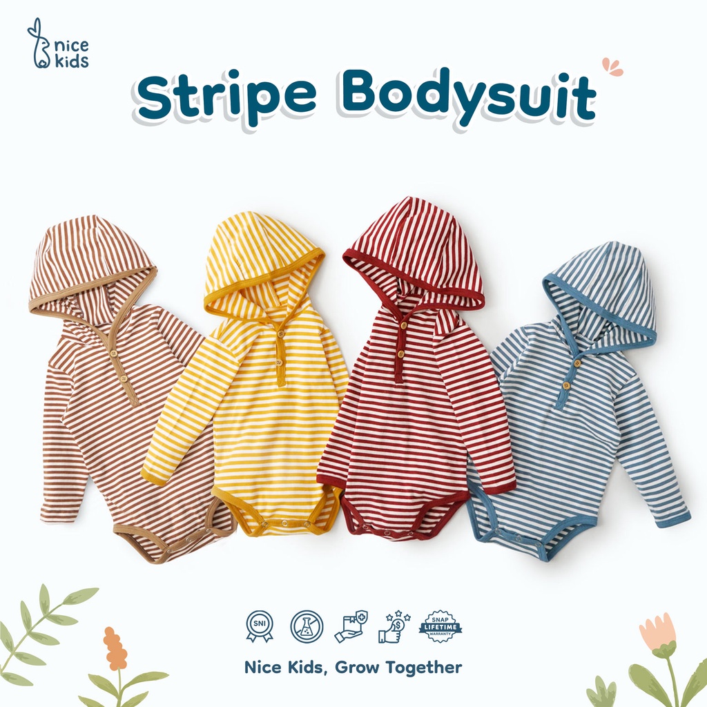 Nice Kids - Stripe Bodysuit Baby (Baju Bayi / Bodysuit One Piece Jumper Romper Bayi)