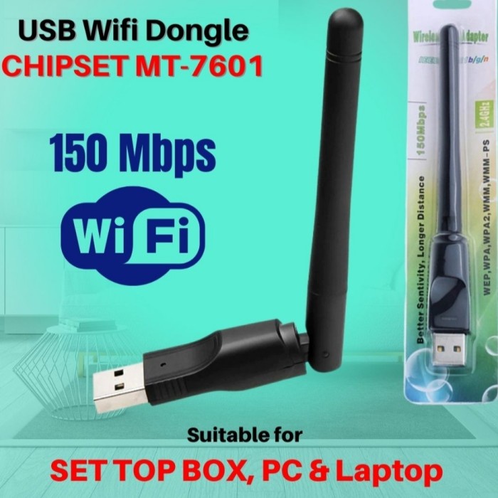 Dongle Wifi USB MT7601 untuk STB Set Top Box DVB T2 Laptob STB PC BERKUALITAS 150MBPS