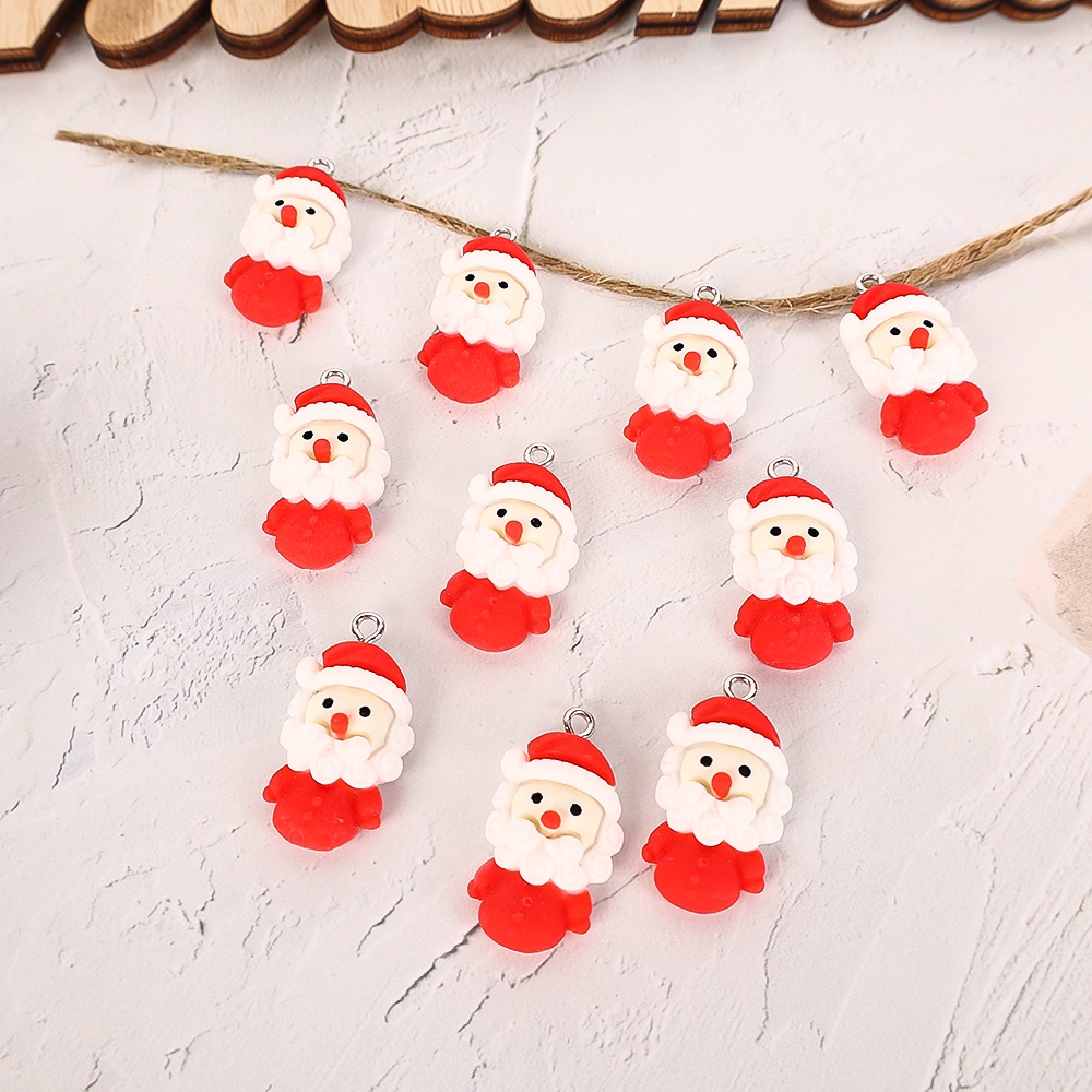 10pcs Liontin Resin Desain Gingerbread Man Santa Snowman Pohon Natal Handmade DIY Untuk Membuat Perhiasan Charms