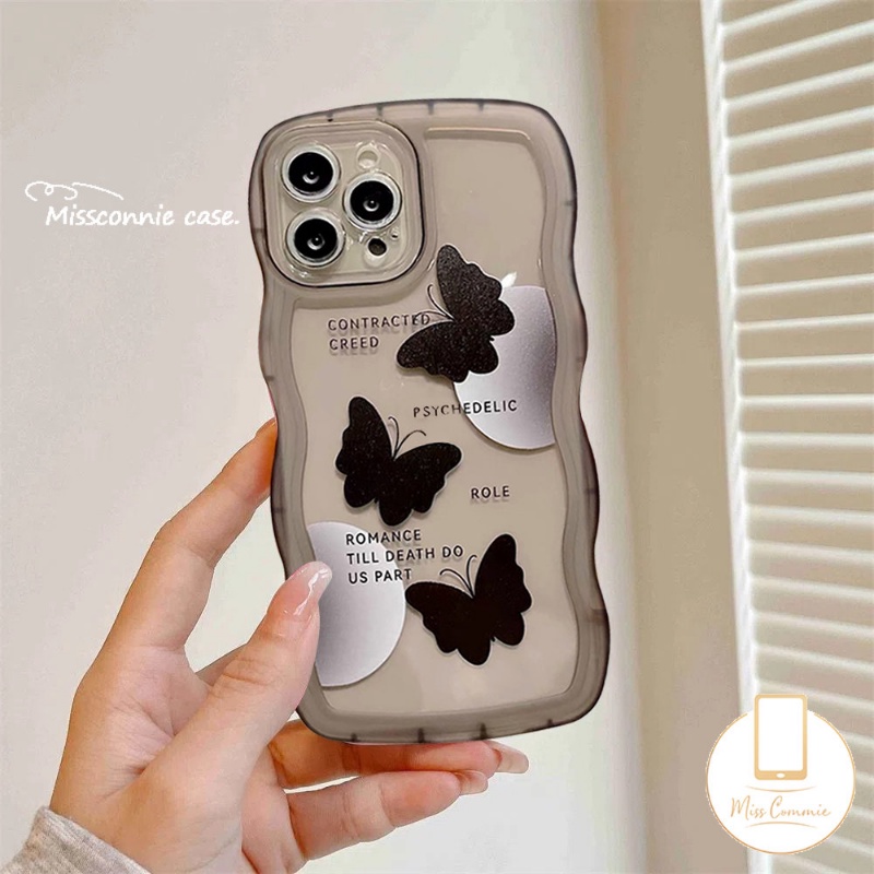 Cute Three Black Butterfly Soft Case Realme C15 C55 C53 10 9 Pro+8I C30 C33 C25 C25Y 7 7i 8 8Pro 5 5i 5s 6i C25s C12 C21Y C35 C1 C11 C20A C20 C3 Lucu Shockproof Wavy Edge Sarung