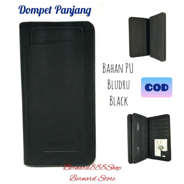 Dompet Kulit Pria Laki2 Panjang Bahan PU Brudu Kartu Cabut Hitam F9X0 Distro Branded Bisa COD Sale T