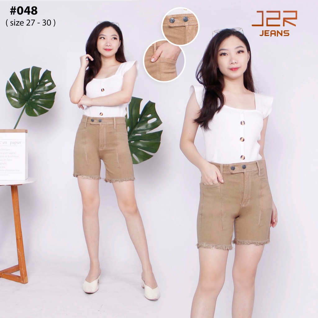 J2R - Celana hotpan jeans rawis wanita cokelat / Moccha