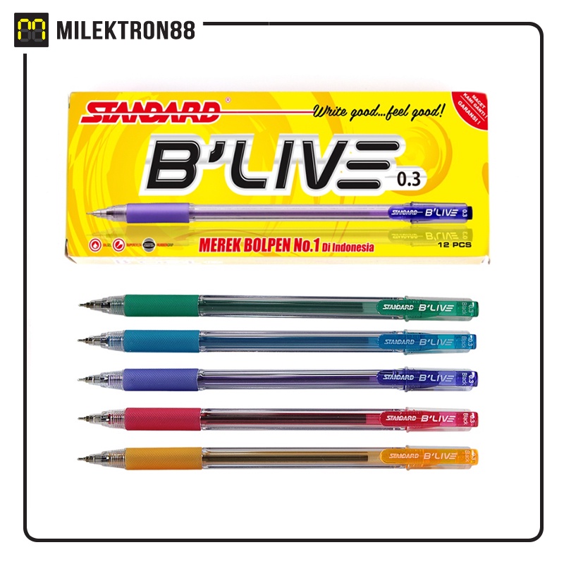 

STANDARD Pen Blive 0.3 mm Pulpen Oil Gel (Pack)