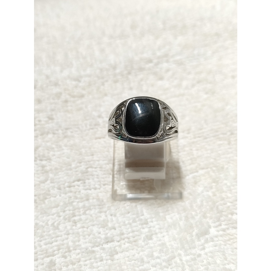 cincin pria batu black onyx titanium