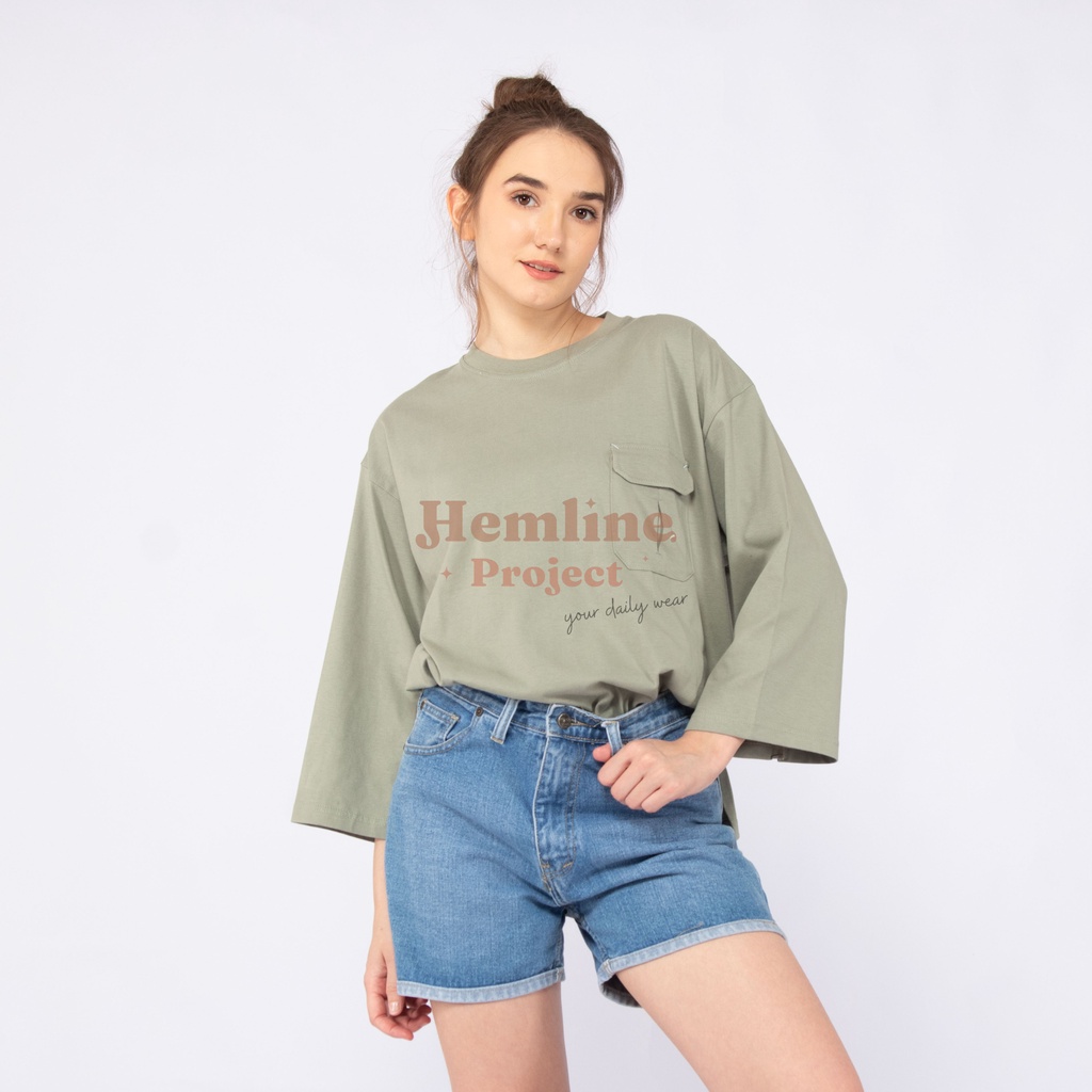 Haura Oversized Plain Top Sage Green