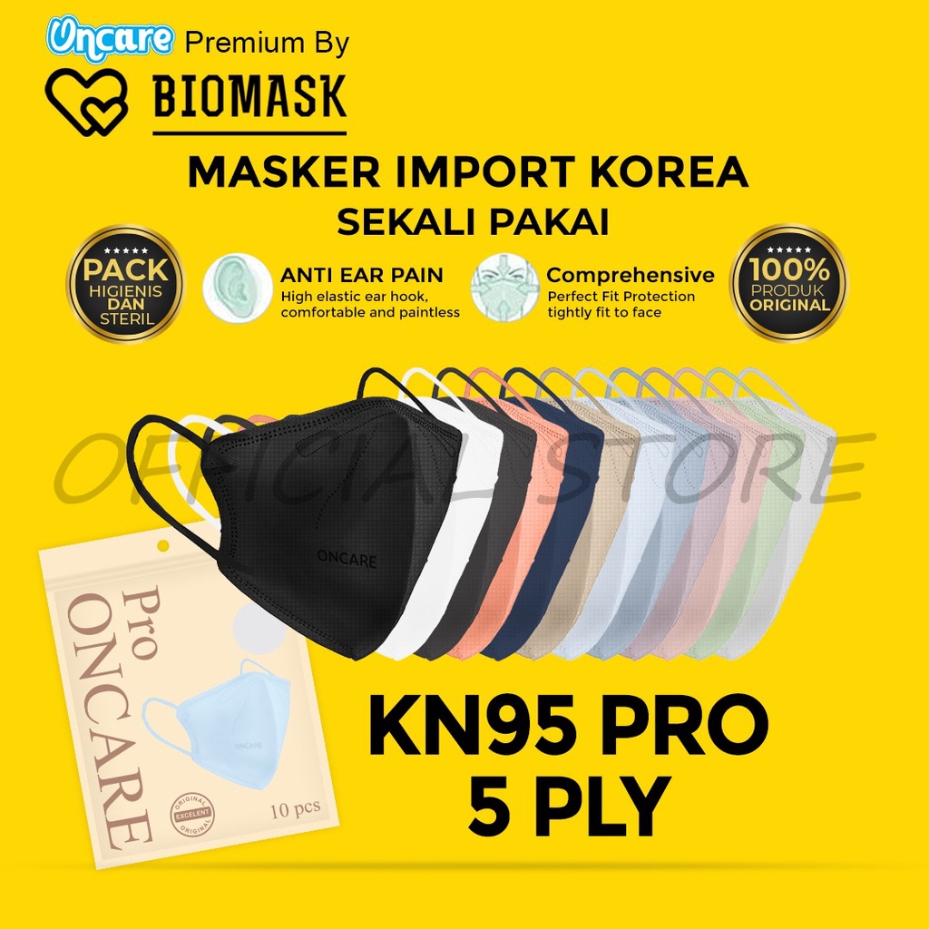 [Ingatkan Diskon] BIOMASK Official x Oncare - Masker KN95 Pro 5Ply isi 10 Pcs Colorful PREMIUM SERIE