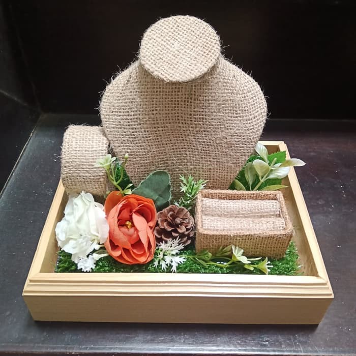 Mahar Tempat Mahar Perhiasan Bingkai Kayu (Cincin, Gelang, Kalung) Rustic