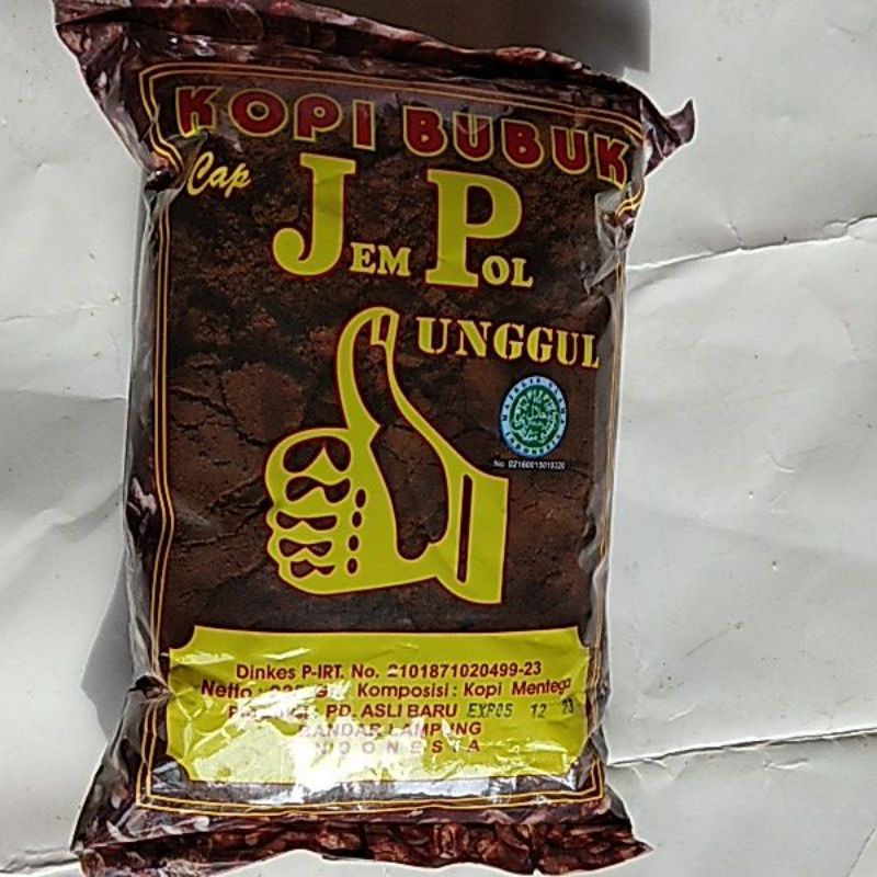 

kopi bubuk jempol unggul lampung netto 225gr.kopi bubuk cap jempol lampung asli halus