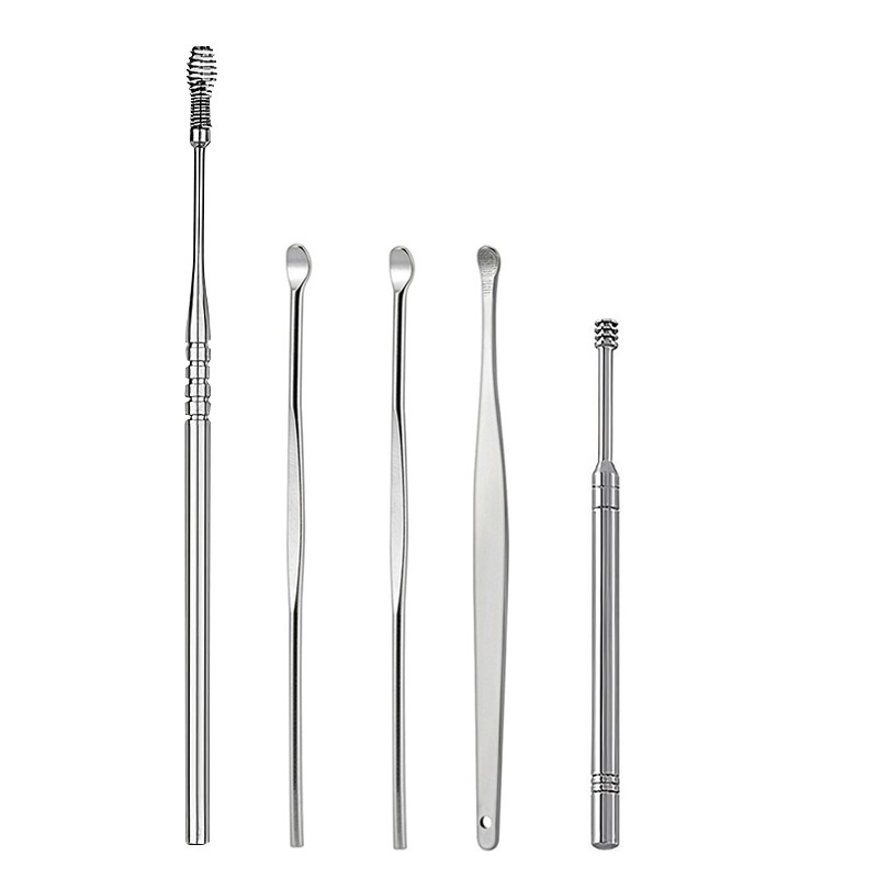 Alat Pembersih Telinga Set 5 In 1 Korek Kuping Stainless Steel Earpick