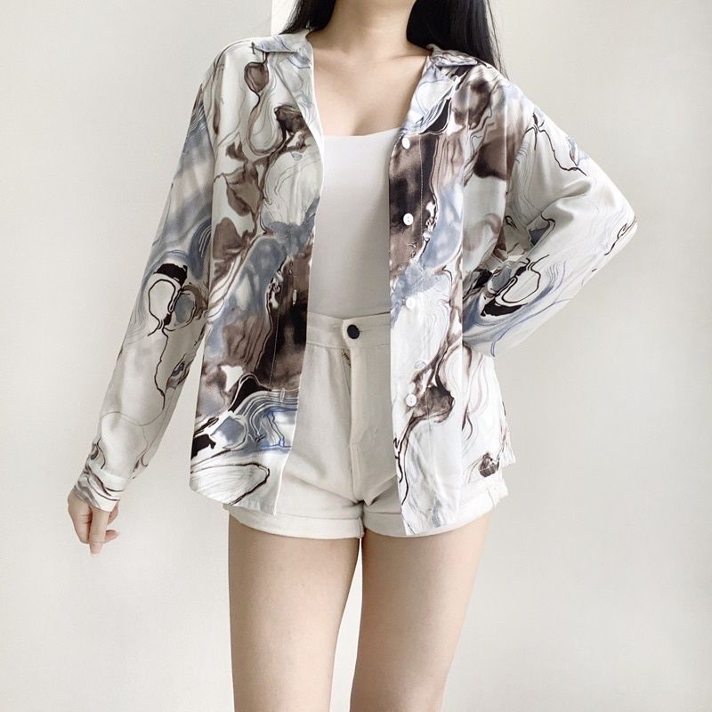 KEMEJA WANITA KOREAN STYLE VINTAGE | KEMEJA LENGAN PANJANG CROP SHIRT