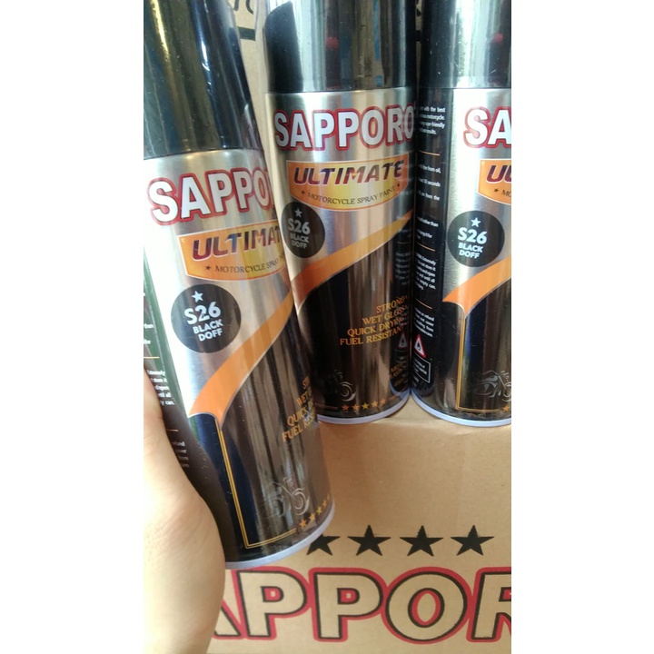 cat spray pilok pilox cat semprot sapporo ultimate S26 black doff dof hitam doff hitam matt  saporo  400ml