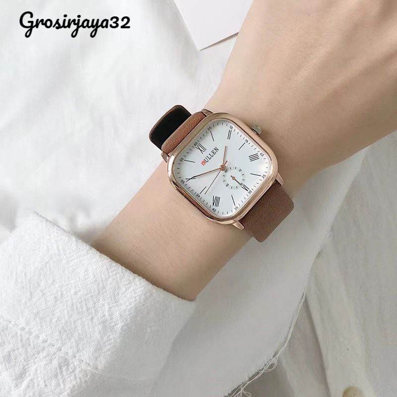 (GROSIRJAYA32) Jam tangan pria Davis kulit sintesis Model fashion terkini/Jam tangan casual analog