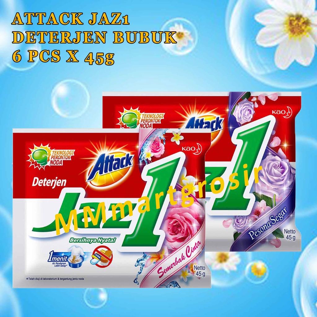Attack Jaz 1 / Deterjen Bubuk / Semerbak Cinta / Pesona Segar / 6pcsX45g