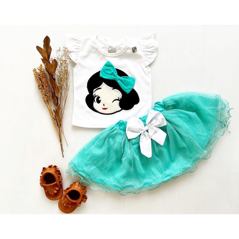 SETELAN ROK TUTU BAYI SNOW WHITE 0-18 BULAN / SETELAN ROK TUTU GOTIK PRINCESS SNOW WHITE PUTRI SALJU