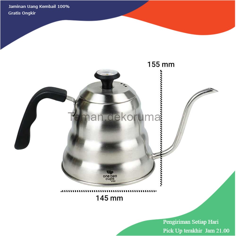 TD - PR One Two Cups Coffee Teko Maker Pot V60 Drip 1155ml with Thermometer