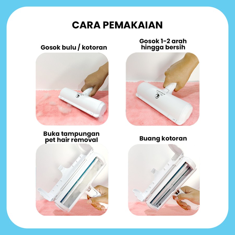 OLIVE CARE Pembersih Bulu Kucing/Anjing PET HAIR REMOVAL yaitu Lint Roller Portable Jangka Panjang (Lifetime Use) untuk Pembersih Baju/Pakaian, Sofa, Tempat Tidur dll