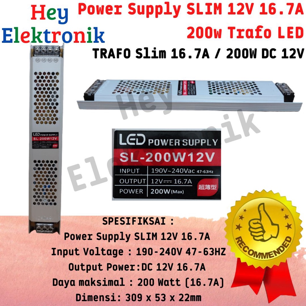 Trafo Power Supply Slim 12V 16.7A 25A 33.3A